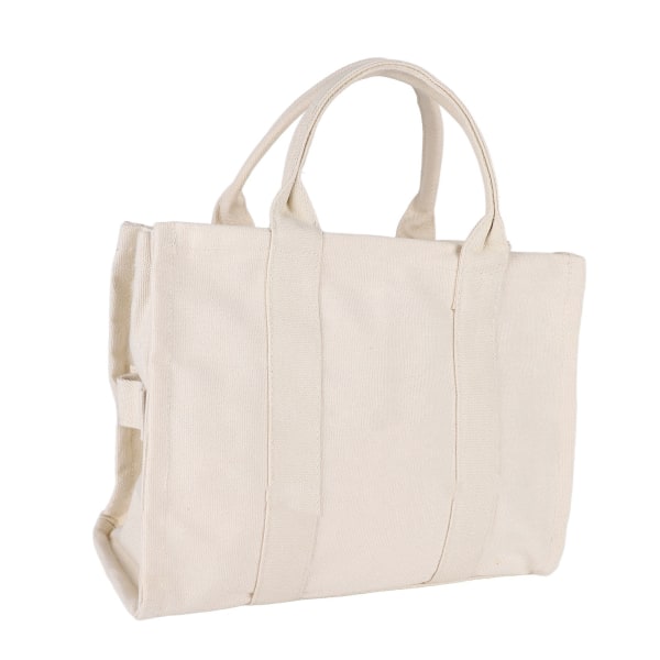 Mulepose Dame Canvas Single Shoulder School Casual Håndtaske med lynlås Justerbar rem Beige M