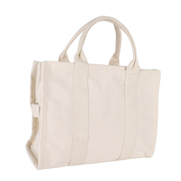 Tote Bag Dame Canvas Single Shoulder School Casual Håndveske med glidelås justerbar stropp Beige M