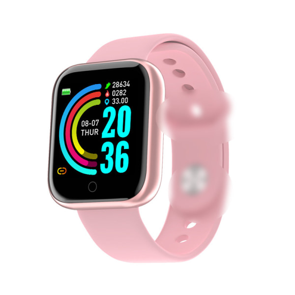 Y68 D20 1,44-tums färgskärm med hög ljusstyrka puls blodtrycksmätare steg blod syre sport smart watch+Sxi pink