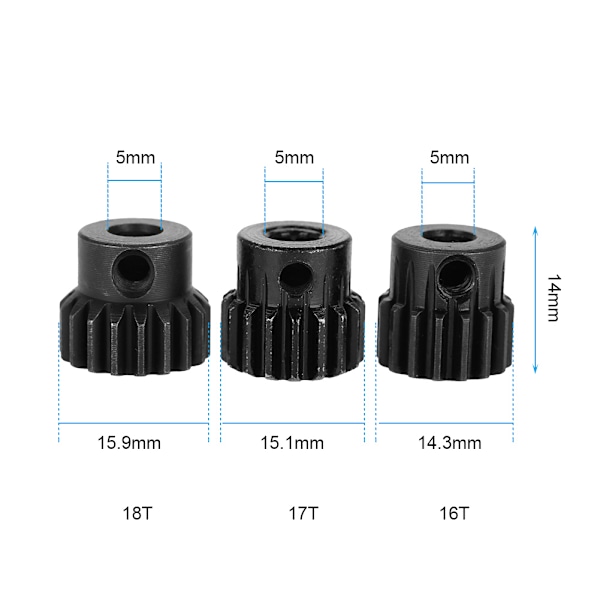 32DP ￠5mm 13-15T 16-18T 19-21T Motor Pinjongirsett for 1/8 RC Bil (16T 17T 18T)