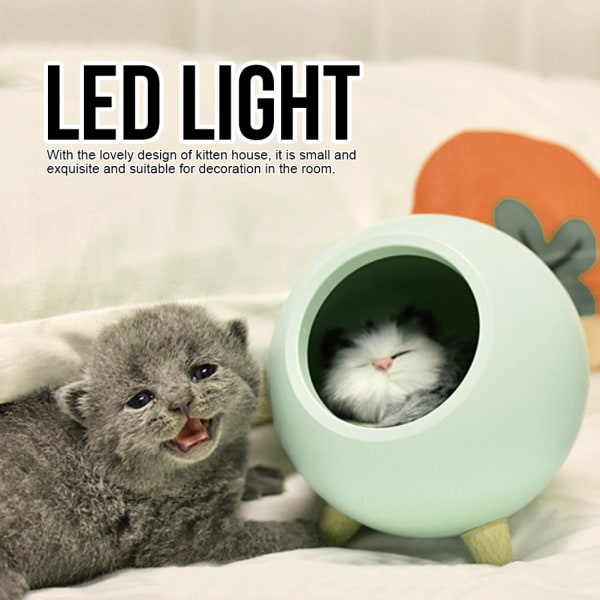 Söpö kissa yövalo Pikku Lemmikkitalo LED-yövalo Makuuhuoneen valaistus Tunnelma Lamppu Vihreä /