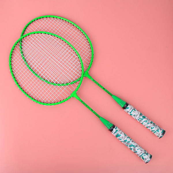 Badmintonracket för barn med 2 bollar Set Utomhus Sport Spel Barn Pojkar Flickor Leksak Fluorescerande Grön