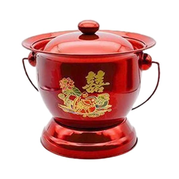 Bärbar potta, robust spottkopp med lock Kompatibel med sovrum, kvinna, man, silver Red