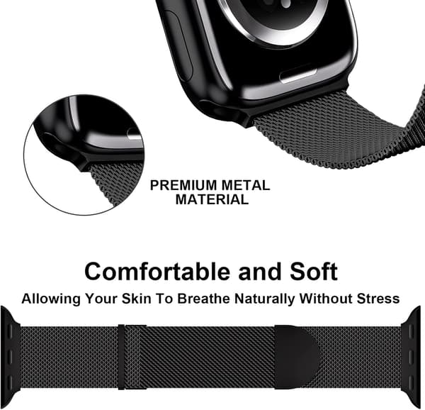 Sorte armbånd kompatible med Apple Watch-rem 42/44/45 mm til kvinder