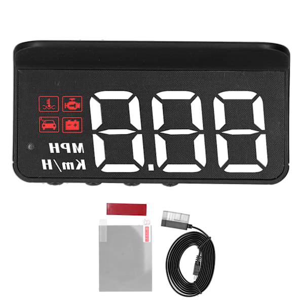 OBD2 HUD Head-Up Display Vindruteprojektor Multifunktionsmätare Alarm Trötthetskörningsvarning