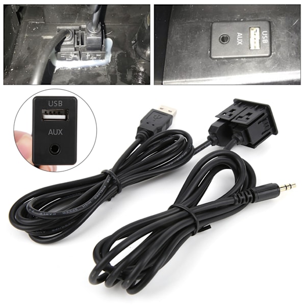 3,5 mm AUX Forlængerkabel Adapter Flush Mount USB Port Hovedtelefon Jack Panelmontering til Bil Båd