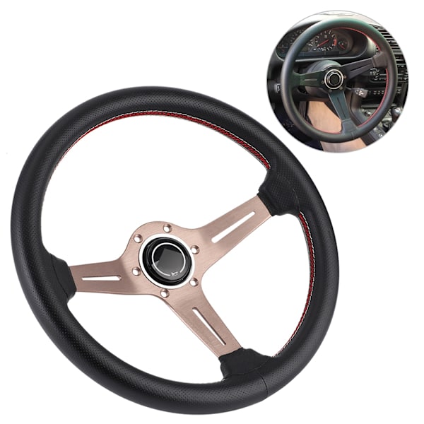 250mm/14in NARDI Style 6-Bolt Halv Skål Sort Perforeret Læder Racer Rat med Horn Modificerede Dele