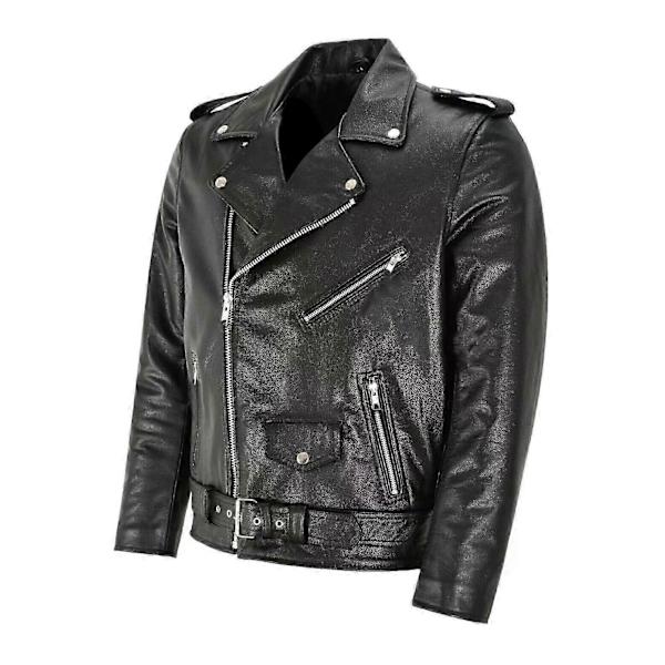 【BEMS】Herr Svart Läder Bikerjacka 2XL