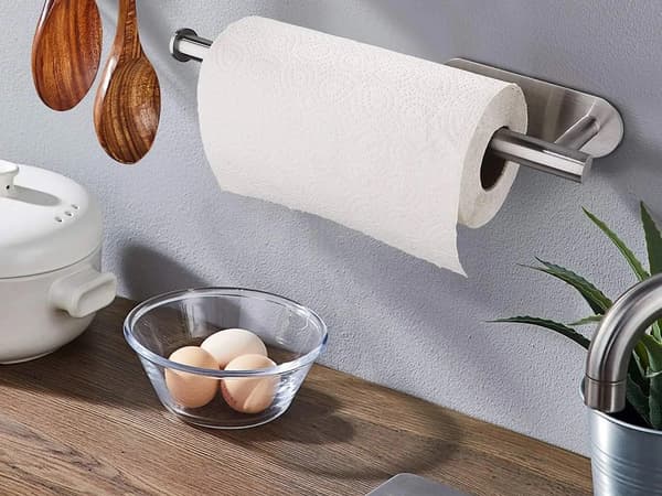 【BEMS】Kitchen Roll Holder Silver - Self-adhesive Metal in Loft Style 158