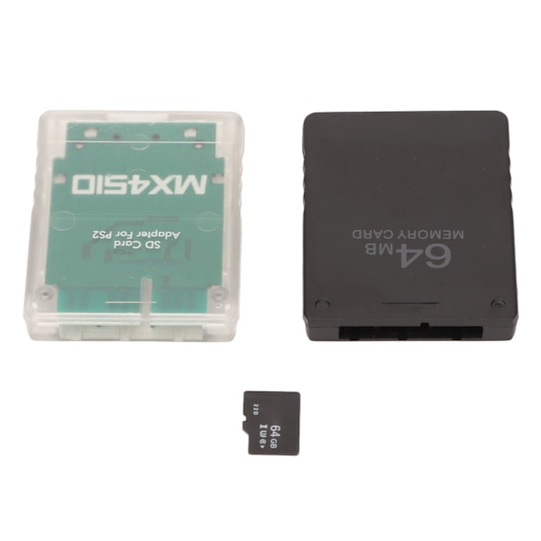 Hukommelseskortlæser Stabil Udskiftning Hukommelseskort Adapter med 64G Hukommelseskort og FMCB 64MB Spilkort til PS2 Fat