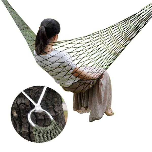 Ulkoilmakäyttöön tarkoitettu nylon-verkko köysi riippukeinu mukava riippuva sänky ulkoilmakäyttöön leirintään