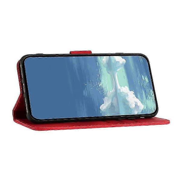 Etui til iPhone 14 Magnetisk Flip-etui i PU-læder med kortplads og stativ Red