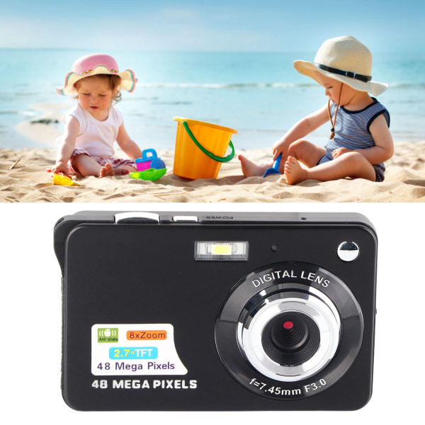 4K digitalkamera med 2,7 tommers LCD innebygd fylllys 48MP 8x Zoom Anti Shake Pocket Camera for fotografering Vlogging /