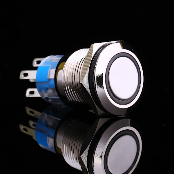 12V Bilström Angel Eye Metallisk Tryckknapp Blå LED-Ljus Växelspak 19mm AP