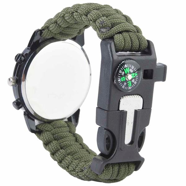 6-in-1 Monitoiminen Vedenkestävä Ulkoilma- ja Selviytymiskello Pelastusparacord-Ranneke