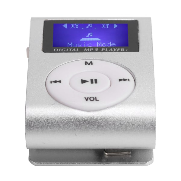 Bærbar Mini MP3-musikkspiller Sport BackClip LCD-skjerm MP3-støtte Minnekort (sølv)++