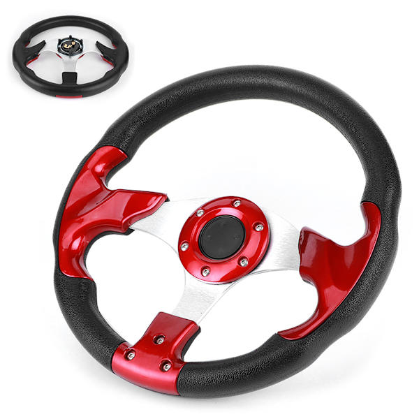 320mm/12,5 tum Racing Bilrattstyre med Tutknapp PVC Röd Färg Universal Modifierad Del