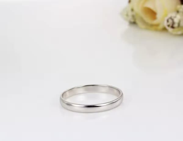 【BEMS】Smooth Shiny Rounded Silver Ring in Stainless Steel - 3 mm - Size 18 Silver silver