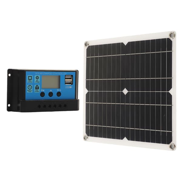 Bobilsolcellepanel 12W Mono Solcelleladerpanel Adaptiv Integrert Spenningsreguleringsmodul Intelligent Kontroll med Ladekontroller 30A