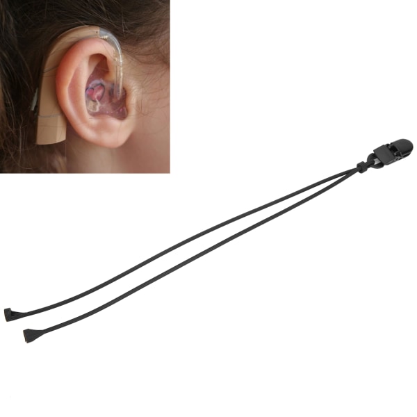 TIMH Silione AntiLost lanyard høreapparater holder stropp som beskytter tau for eldre (svart)