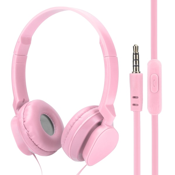 TIMH Hörlurar med sladd över örat Headset Stereoljud med mikrofonspel FM Music Earpiece Pink