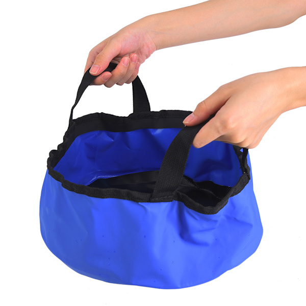 PVC Fällbar Rund Hink Tvätthög för Utomhus Camping Picknick Blå