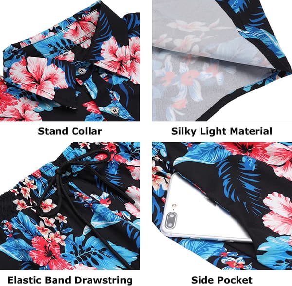 Hawaiiskjorte og shorts for menn i svart black M