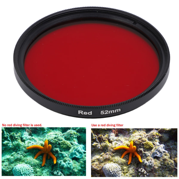 Gjenget kameralinsefilter Helrødt fargefilter Optisk glass for Nikon kameralinse52mm /
