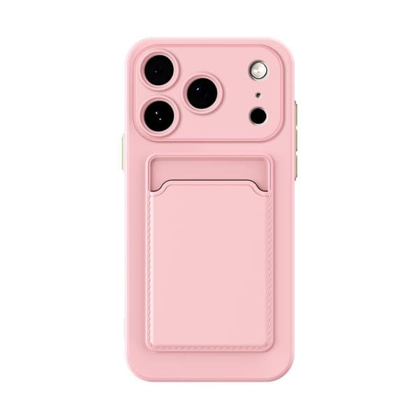 Kompatibel med iPhone 17 Pro etui med kortfølelse og kontrastfarvede knapper TPU Rosa