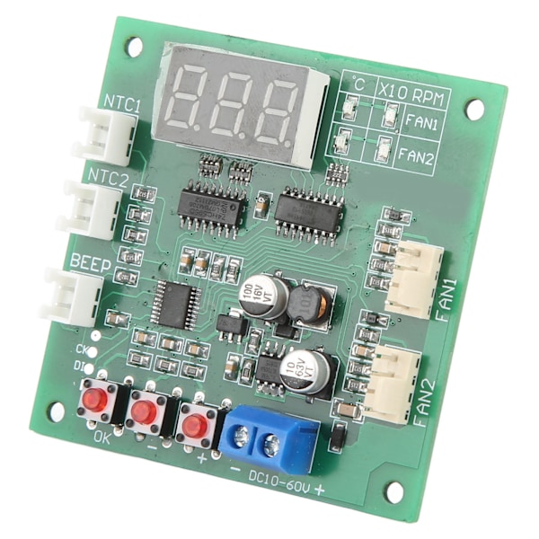 DC10‑60V 2-kanals 4-tråds fläkt PWM temperaturhastighetsregulator styrmodul interna fläktkomponenter