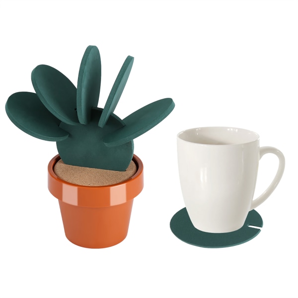 TIMH Novelty Potted Cactus Cup Mat Pad Varmeisolering Coasters Bord Dekoration på skrivebordet