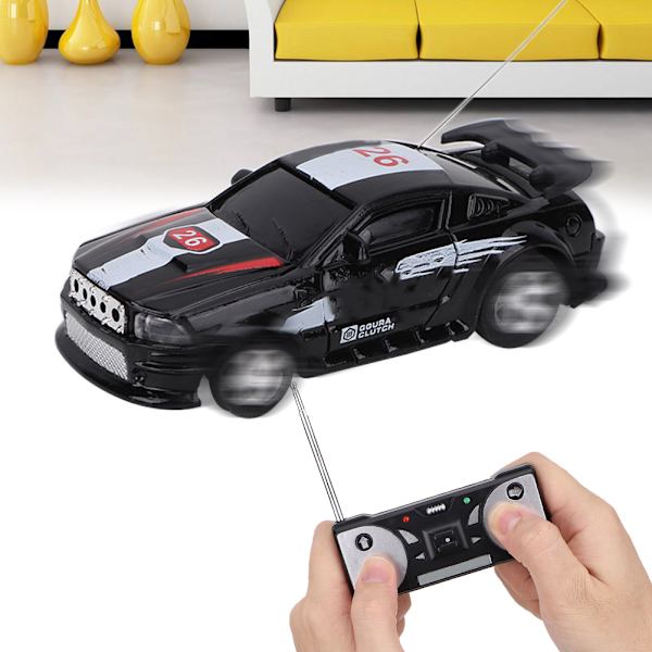 Fjärrstyrd Trådlös Elektrisk Mini Racingbil Leksaksmodell Barnbarn Present (Svart)