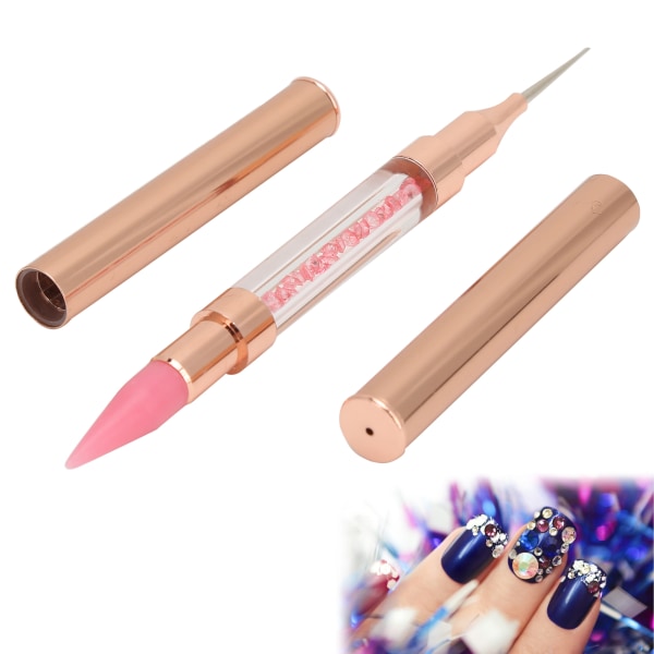 TIMH DualEnded Dotting Pen Voksspids Rhinestone Pickup Tool Dotting Pen Manicure Nail Art Tool (Pink)