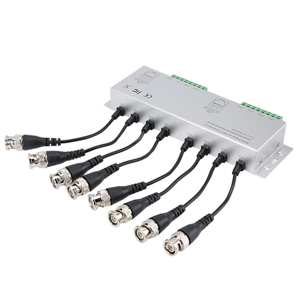 8CH HD BNC Hann til UTP Kabel Transceiver Adapter CCTV Passiv Video Balun for Kamerasystem