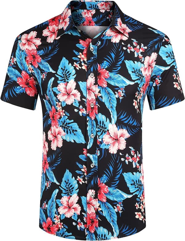 Hawaiiskjorte og shorts for menn i svart black M