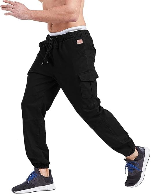 【BEMS】Joggebukser for menn Cargobukser Treningsbukser med elastisk midje Plus