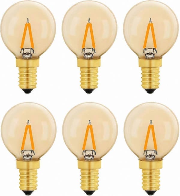 E14 LED-pære 1W, Amber Edison-stil varmhvit 2200K, 6-pakning