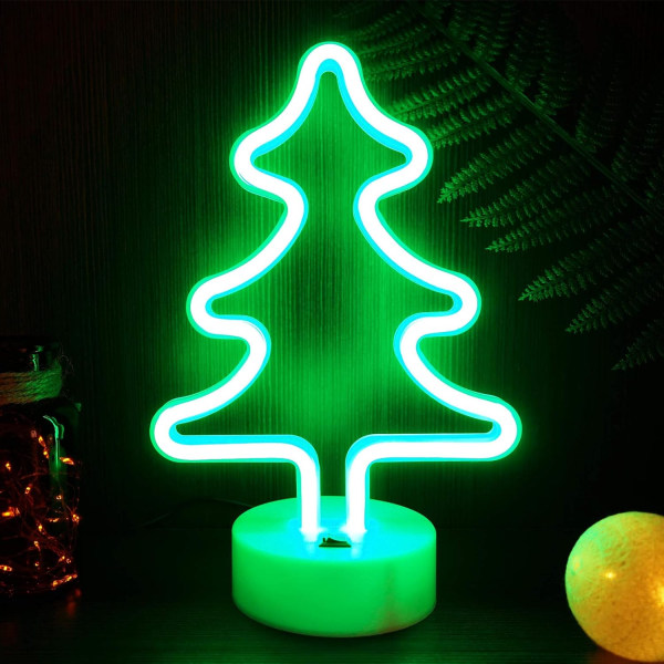 Joulukuusi Neon Valot LED Neon Joulukoristeet USB/ Paristokäyttöiset joulukuusenvalot Jouluiset työpöydän koristeet