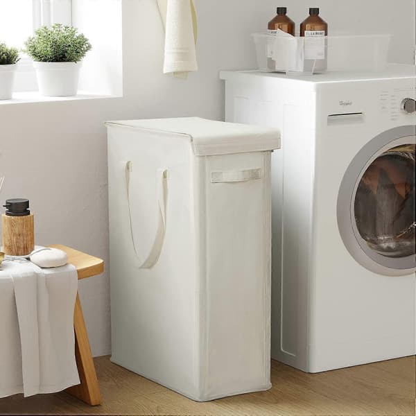 【BEMS】60L Narrow Laundry Hamper with Lid, Slim Laundry Basket with Handles, Upgraded, Foldable