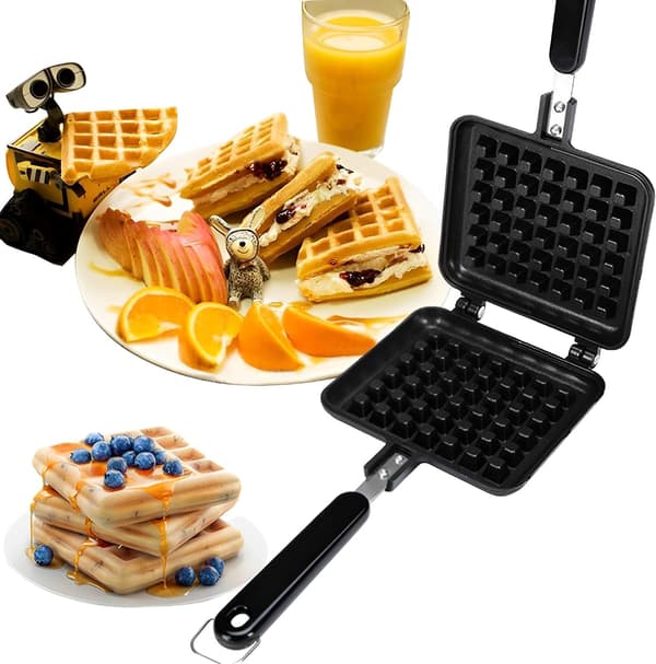 Våffeljärn, Våffelform, Non-Stick Våffelbakredskap i Aluminiumlegering, för Gashäll