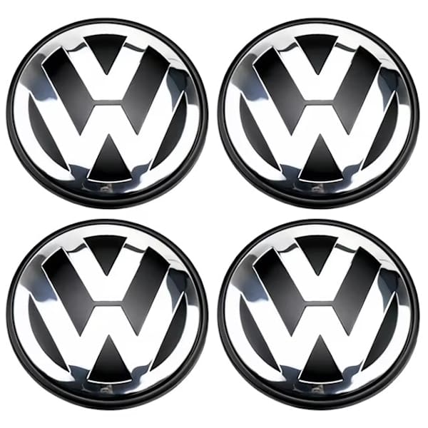 4-pack Volkswagen Center Caps - Hub Cap Emblems 56mm Silver
