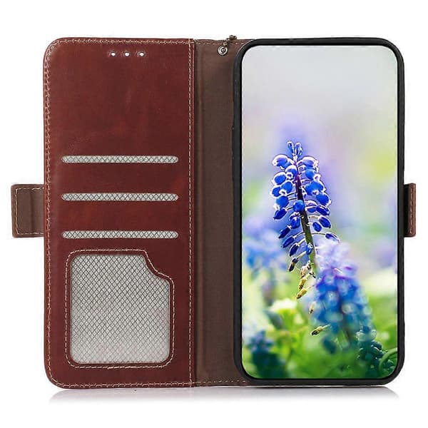 Ægte Læder Pung Etui Kompatibel med Xiaomi 15T Pro Brown