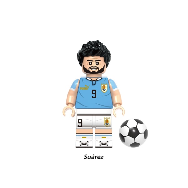 Berømt fodboldstjerne bevægelig dukke fodboldspiller mini fan World Cup sort byggesten figur (1 stk) suarez