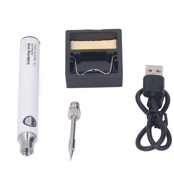 USB-loddebolt Trådløs bærbar elektrisk loddebolt 3-girs sveiseverktøy med indikator lys hvit