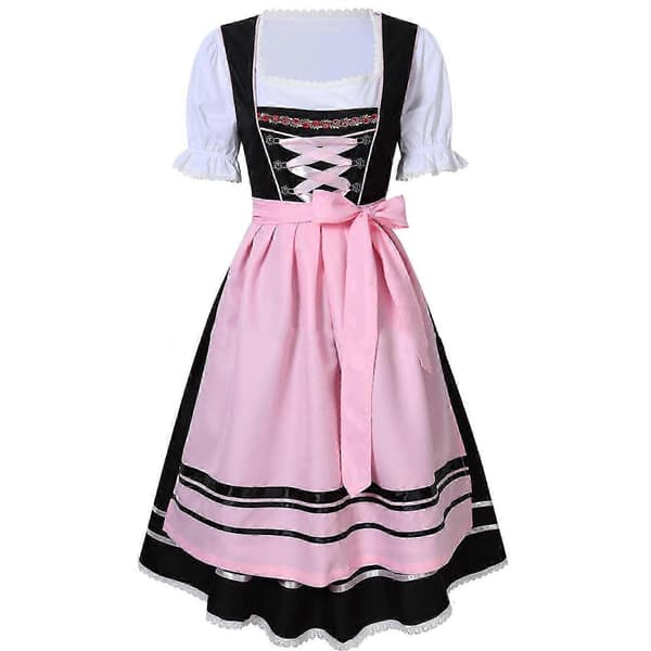 Kvinders tyske dirndl-kjole, traditionelle kostumer til Oktoberfest-karnevalen Black L