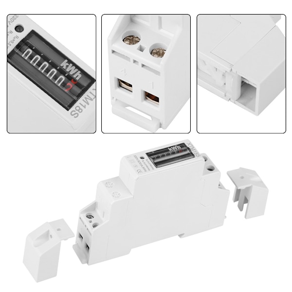 220V 5(30)A Digital 1-fas 2-ledare 1P DIN-skena Elmätare Elektronisk KWh-mätare