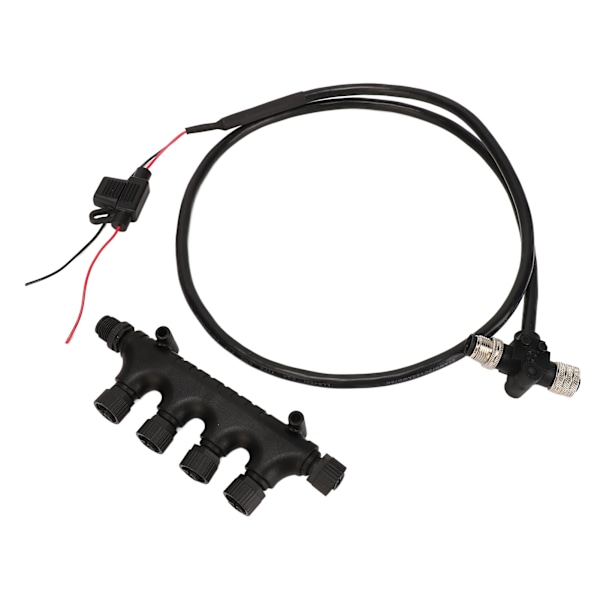 til NMEA2000-kabel med 4-ports T-stik 3A sikring 5Pin M12-gevind 1m lang IP67 Vandtæt til Lowrance-netværk