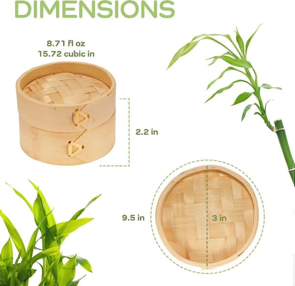 【BEMS】10 små bambu dim sum-dumplingångkorgar kompatibla med dessertfestfavoriter 3 tum