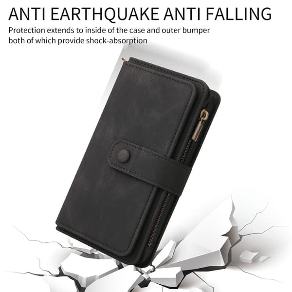 【BEMS】Kompatibel med iPhone 17 Pro KT-2 Stor Pung 17-RUM Pung Etui - Sort Svart black