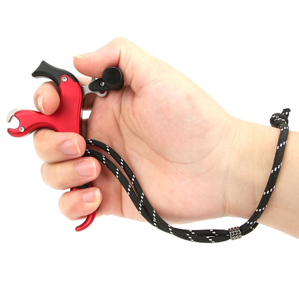 Universal Compound Bueslippesystem med Tre eller Fire Fingre Greb Tommel Caliper Trigger Rød